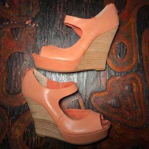 Seychelles Risky Business Leather Wedge Heels Platform - 7-1/2 NWOT